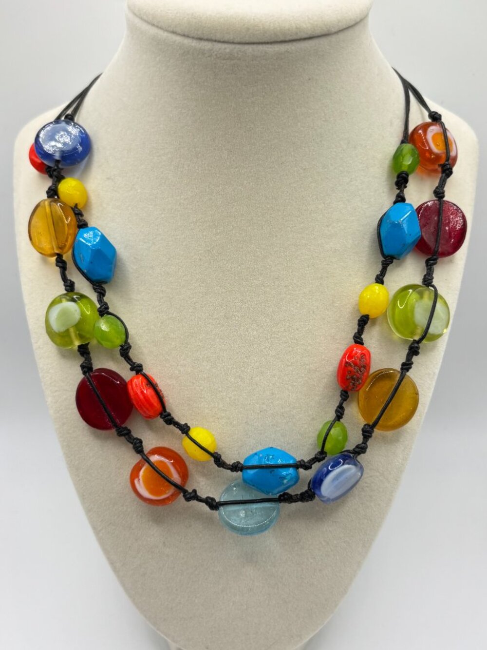 Chico's Glass Beaded Cord Necklace